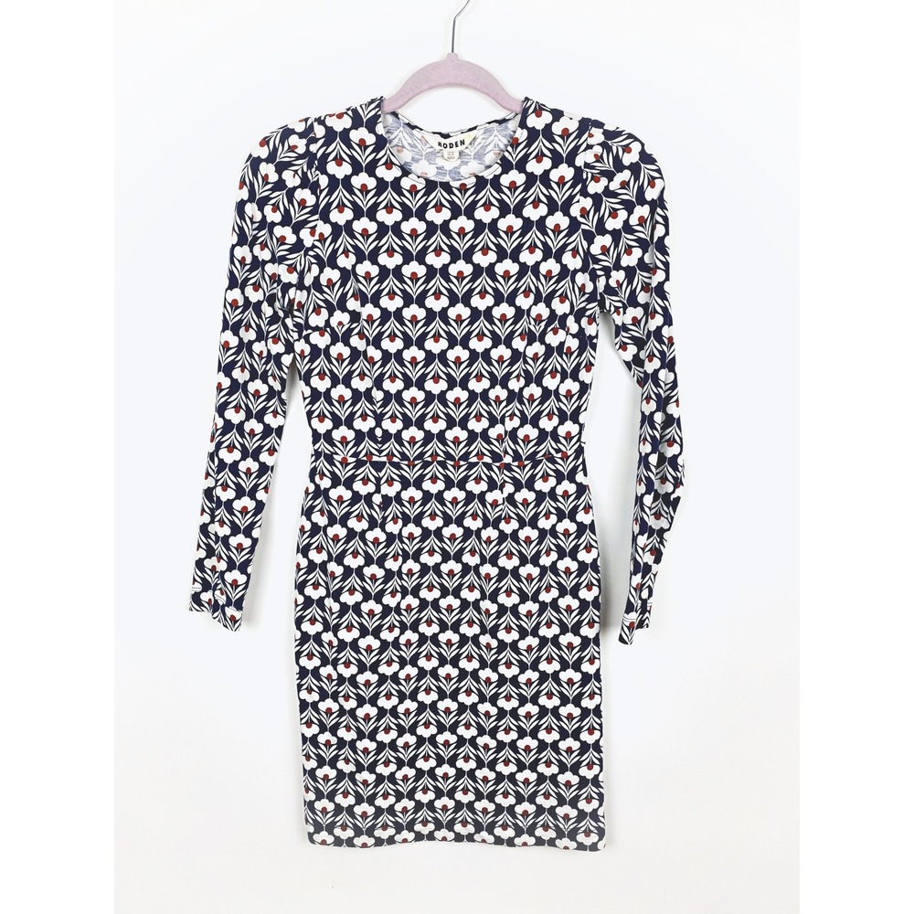Boden Penelope Floral Cotton Long Sleeve Mini Dress Size 2R